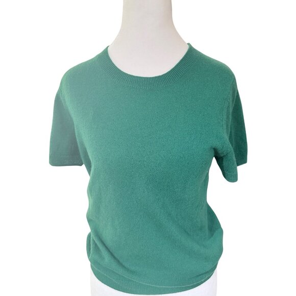 Quince Mongolian Cashmere Tee Womens M Everglade Green Quiet Luxury Holiday Cozy - Picture 4 of 11